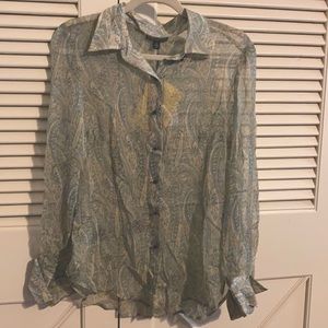 NWT Pamela Dennis paisley silk button down
